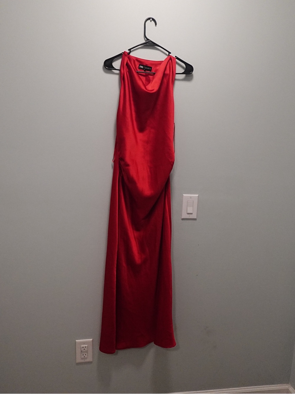 Zara Red Satin Midi Dress